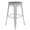 Flash Furniture 30" White Metal Stool-Gray Poly Seat CH-31320-30-WH-PL2G-GG - alternate 9